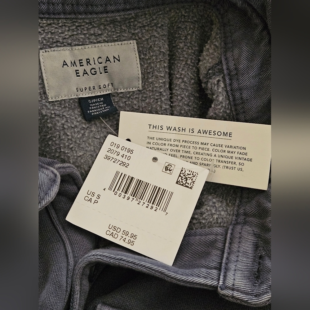 NWT Men's American Eagle Outfitters Blue Ultra Soft Button Down Shirt Jacket S - Picture 4 of 5